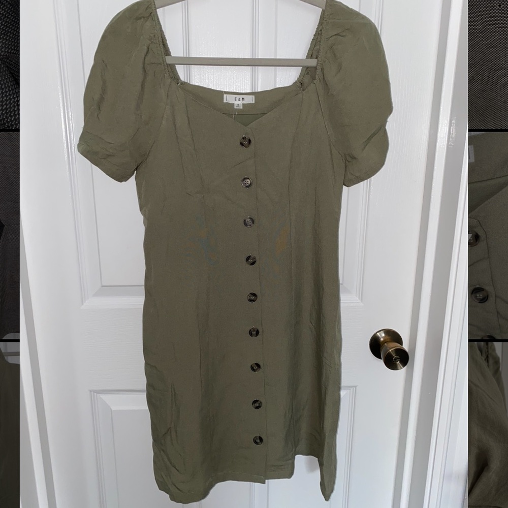 Olive green dress with buttons